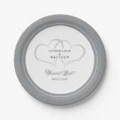 Forever Love Elegant Wedding Hearts Grey & White Papieren Bordje (Voorkant)