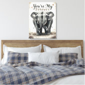 Forever Love Elephants Wildlife Art Canvas Afdruk (Insitu (Slaapkamer))