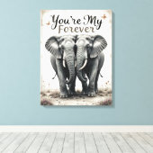 Forever Love Elephants Wildlife Art Canvas Afdruk (Insitu (Houten vloer))