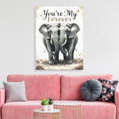 Forever Love Elephants Wildlife Art Canvas Afdruk (Insitu (Woonkamer))