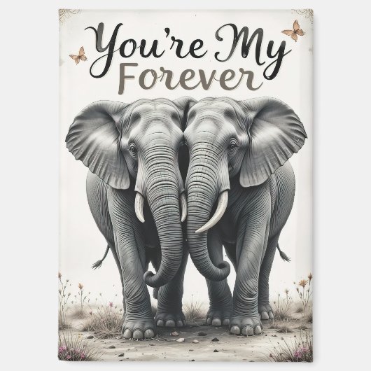 Forever Love Elephants Wildlife Art Magneet (Voorkant)