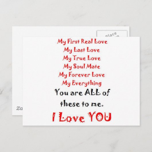 Forever Love Gedicht Briefkaart (Voorkant / Achterkant)