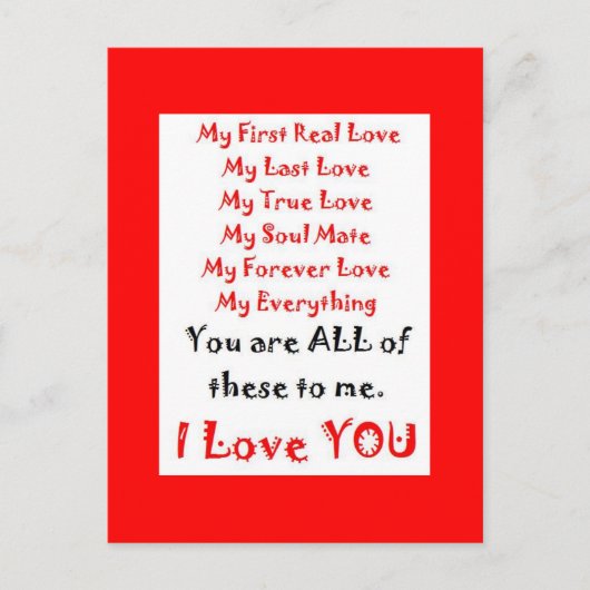 Forever Love Gedicht Briefkaart (Voorkant)