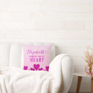 Forever Love Heart Pink Donkerrood Paarse Paar's Kussen