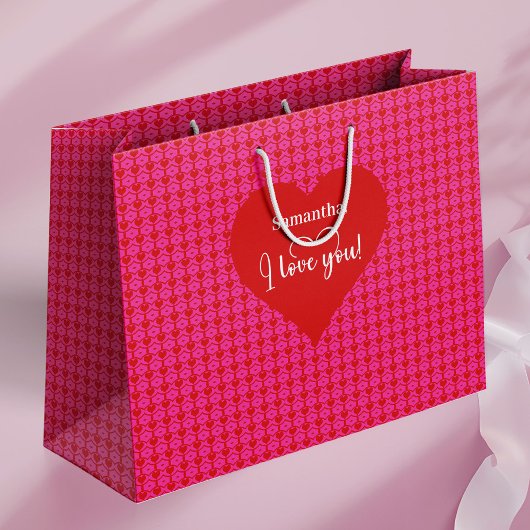 Forever Love I Love You Text Valentine Gift Bag Groot Cadeauzakje