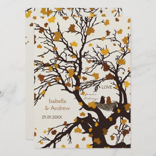 Forever Love Nest Fall Wedding Invite Kaart (Voorkant / Achterkant)
