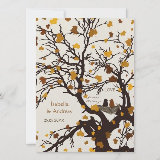 Forever Love Nest Fall Wedding Invite Kaart (Voorkant)