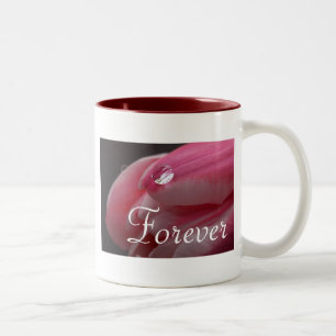 Forever Love Pink Rose Raindrop Tweekleurige Koffiemok