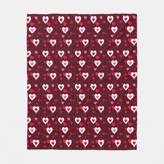 Forever Love Red Hearts Fleece Deken (Voorkant)