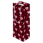 Forever Love Red Hearts Wijn Cadeautas (Achterkant Gekanteld)