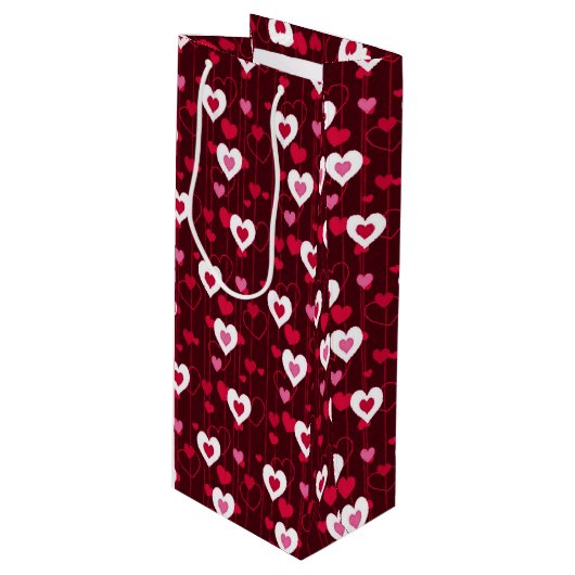 Forever Love Red Hearts Wijn Cadeautas (Voorkant Gekanteld)