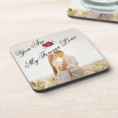 Forever Love Red Rose Elegante Foto Hard Plastic Bier Onderzetter (Linkerzijde)