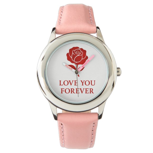 Forever Love Rose Elegant Romantic Valentine day Horloge (Voorkant)