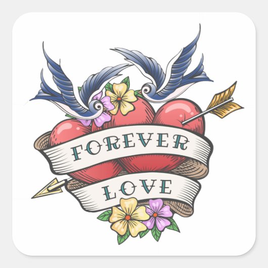 Forever Love Square Sticker (Voorkant)