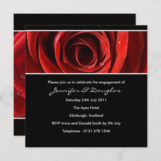 Forever Love Verloving Invitation - zwart Kaart (Voorkant / Achterkant)