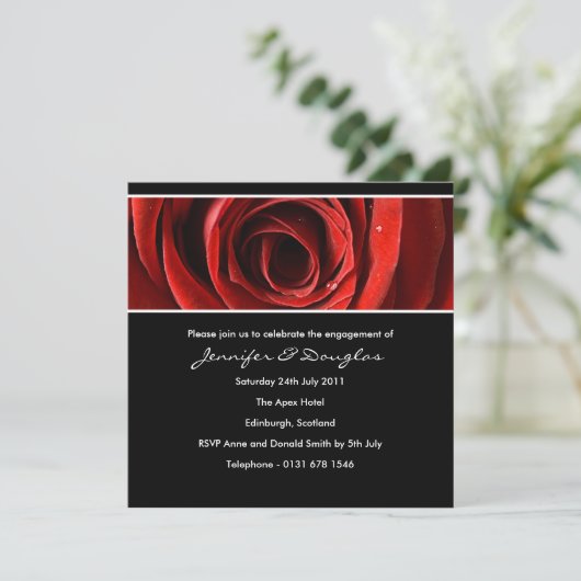 Forever Love Verloving Invitation - zwart Kaart (Staand voorkant)