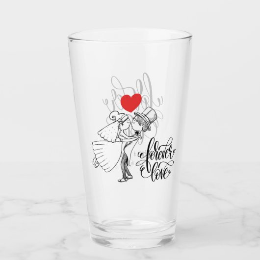 Forever Love Wedding Glass Glas (Voorkant)