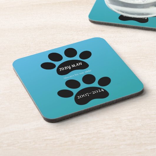 Forever Loved Double Paw Print Design Bier Onderzetter (Linkerzijde)