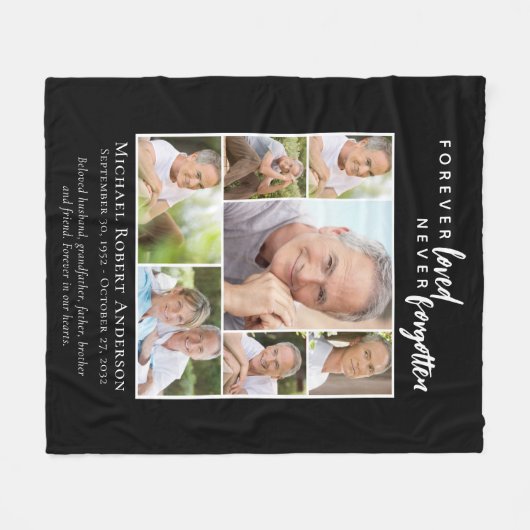 Forever Loved Funeral Memorial Foto Fleece Deken (Voorkant (Horizontaal))