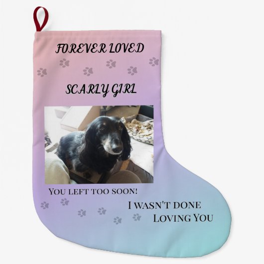 Forever Loved Holiday Pawprints Tribute Grote Kerstsok (Voorkant)