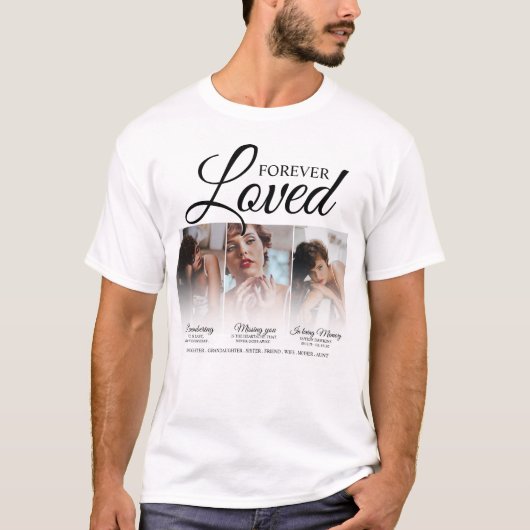 Forever Loved Memorial 3 Foto Memorial T-shirt (Voorkant)