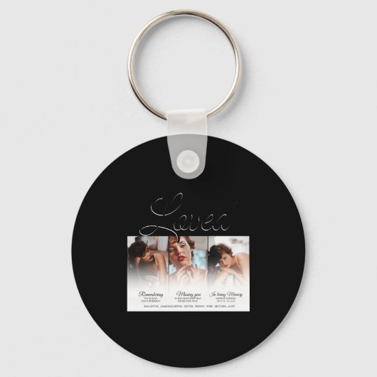 Forever Loved Memorial 3 Photo Memorial  Sleutelhanger (Voorkant)