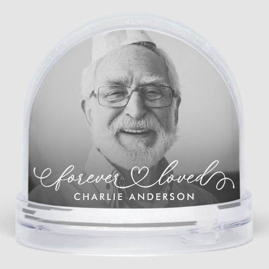 Forever Loved Modern Calligraphy Script 2 Foto Sneeuwbol (Achterkant)