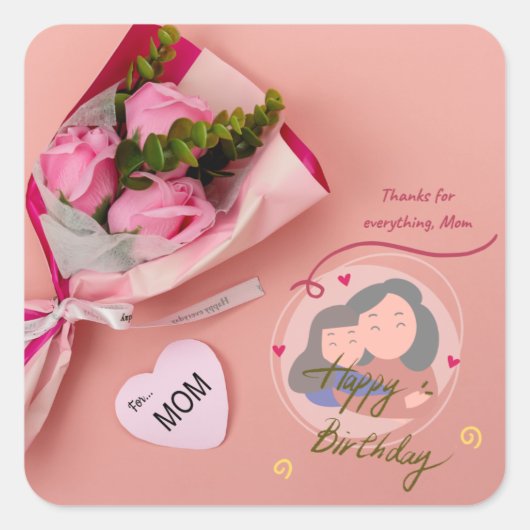 “Forever Loved Mom – Heartfelt Floral sticker  (Voorkant)