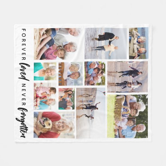 Forever Loved Never Forgotten 12 Fotoherdenking Fleece Deken (Voorkant (Horizontaal))