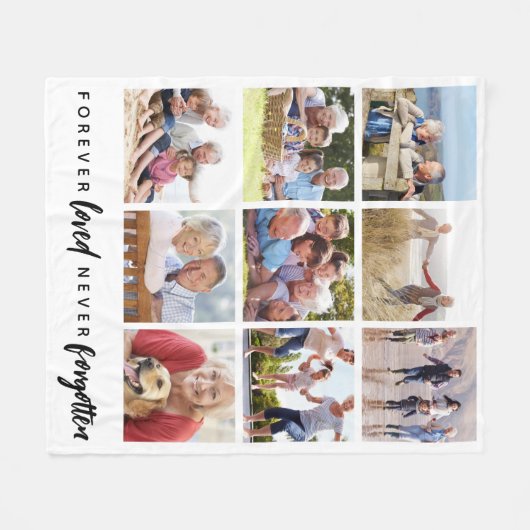 Forever Loved Never Forgotten 9 Foto's Fleece Deken (Voorkant (Horizontaal))