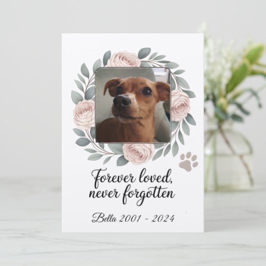 Forever Loved, Never Forgotten Pet Memorial Bedankkaart (Staand voorkant)