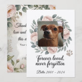 Forever Loved, Never Forgotten Pet Memorial Bedankkaart (Voorkant / Achterkant)