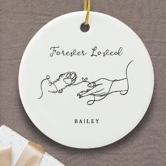 Forever Loved Pet Memorial Dog Cat Paw Print Photo Keramisch Ornament