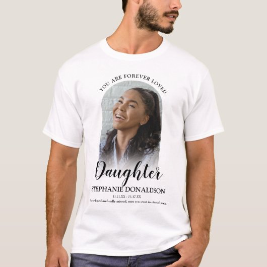 Forever Loving Daughter | Foto Memorial T-Shirt (Voorkant)