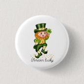 Forever Lucky Green Gnome & Clover op White Ronde Button 3,2 Cm (Voorkant)