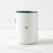 Forever Lucky Green Gnome & Monogram Tweekleurige Koffiemok (Center)