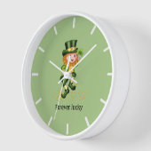 Forever Lucky Green Gnome op Light Green Clock (Hoek)