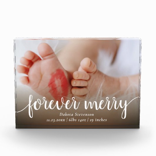 Forever Merry | Casual script Geboorte Stat Keepsa Fotoblokken (Voorkant)