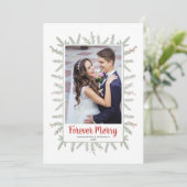 Forever Merry Passen getrouwd Christmas Feestdagenkaart (Staand voorkant)