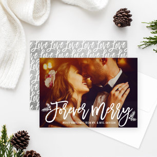 Forever Merry Silver Pas getrouwd Wedding Photo Feestdagenkaart