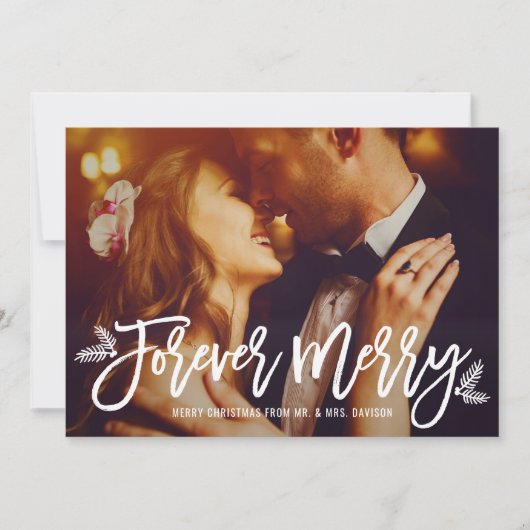 Forever Merry Silver Pas getrouwd Wedding Photo Feestdagenkaart (Voorkant)