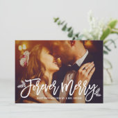 Forever Merry Silver Pas getrouwd Wedding Photo Feestdagenkaart (Staand voorkant)