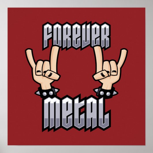 Forever Metal Heavy Metal Devil Horns Handbordjes Poster (Voorkant)