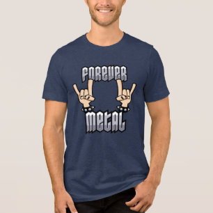 Forever Metal Heavy Metal Devil Horns Handbordjes Tri-Blend Shirt