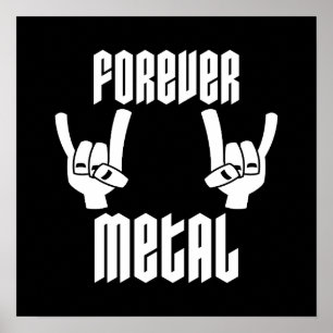 Forever Metal Heavy Metal Devil Horns Handgebaar Poster