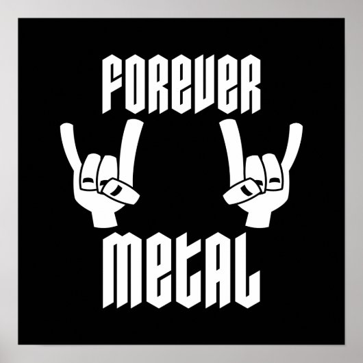 Forever Metal Heavy Metal Devil Horns Handgebaar Poster (Voorkant)