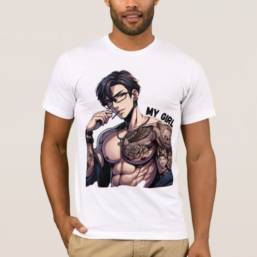 Forever Mine – Hot Anime Getatoeëerd Man met een b T-shirt (Voorkant)