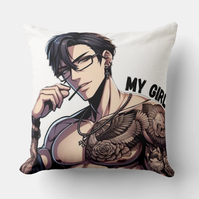 Forever Mine - Hot Anime getatoeëerd Mannen kussen (Voorkant)