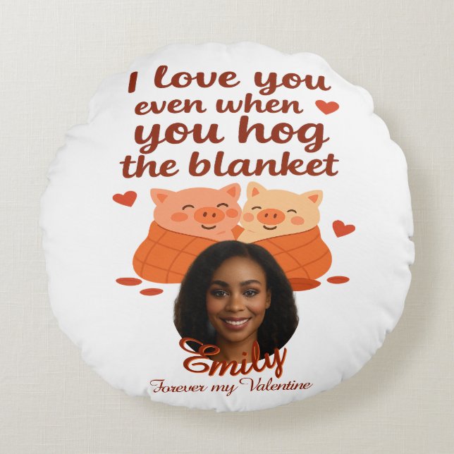 'Forever my Valentine' Personalized Round Pillow Rond Kussen (Voorkant)