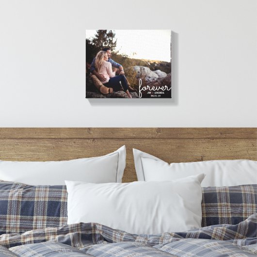 Forever Names Verloving trouwdatum Canvas Afdruk (Insitu (Slaapkamer))